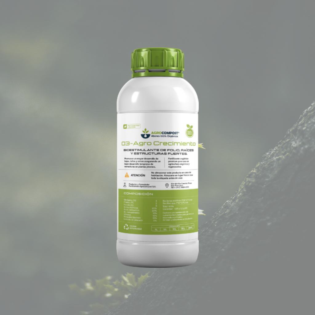 Agro Crecimiento | Bioestimulante para follaje, raíces y estructuras fuertes