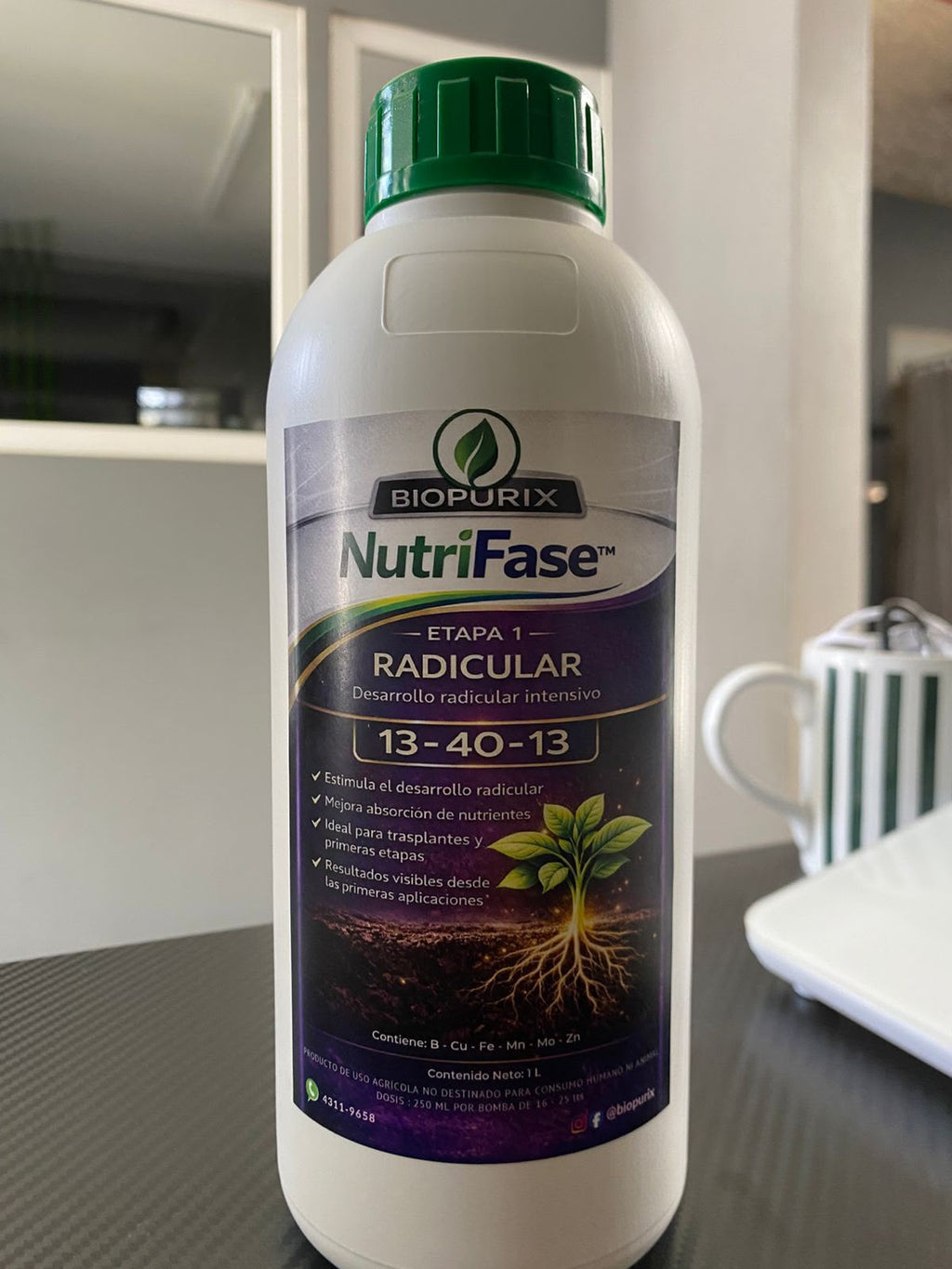 NutriFase Etapa 1 Radicular 13-40-13 | Fertilizante de Enraizamiento Alto en Fósforo | Litro